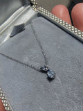 14k gold white gold rare HEXAGON cut diamond & blue sapphire necklace pendant