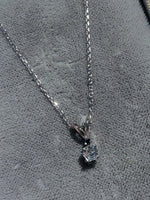 14k gold white gold rare HEXAGON cut diamond & blue sapphire necklace pendant