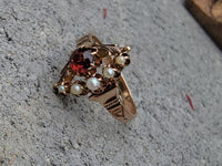 10k gold Victorian pearl & garnet ring