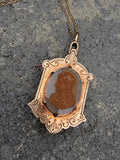 10k gold Victorian estate cameo & onyx reversible locket pendant necklace