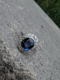 platinum oval blue sapphire & diamond Deco estate ring