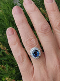 platinum oval blue sapphire & diamond Deco estate ring