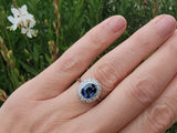 platinum oval blue sapphire & diamond Deco estate ring