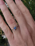 platinum & 18ct gold two tone Deco estate blue sapphire & diamond Ring