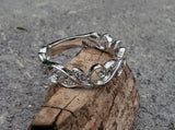 14k white gold 15 diamond leaf vine wedding band
