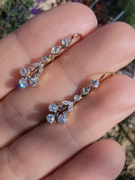 platinum & 18k gold two tone old mine & rose cut diamond antique dangle earrings
