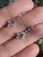 platinum & 18k gold two tone old mine & rose cut diamond antique dangle earrings