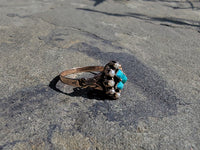 12k gold Victorian turquoise and pearl estate ring