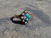 12k gold Victorian turquoise and pearl estate ring