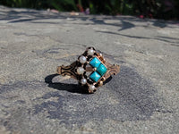 12k gold Victorian turquoise and pearl estate ring