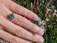 12k gold Victorian turquoise and pearl estate ring