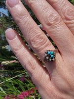 12k gold Victorian turquoise and pearl estate ring