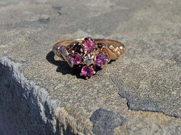10k gold Victorian ruby & diamond ring