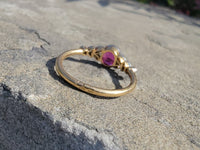 platinum & 18ct gold pink sapphire & rose cut diamond Edwardian ring