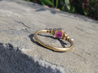 platinum & 18ct gold pink sapphire & rose cut diamond Edwardian ring