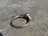 platinum & 18ct gold pink sapphire & rose cut diamond Edwardian ring