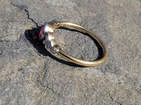platinum & 18ct gold pink sapphire & rose cut diamond Edwardian ring