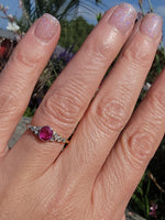 platinum & 18ct gold pink sapphire & rose cut diamond Edwardian ring