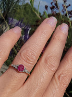 platinum & 18ct gold pink sapphire & rose cut diamond Edwardian ring