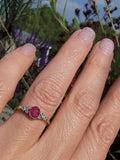 platinum & 18ct gold pink sapphire & rose cut diamond Edwardian ring