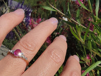 platinum & 18ct gold pink sapphire & rose cut diamond Edwardian ring