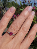 platinum & 18ct gold pink sapphire & rose cut diamond Edwardian ring