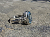 18k white gold c.1920's filigree Aquamarine ring