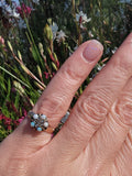 10k gold Victorian STAR opal & diamond starburst ring
