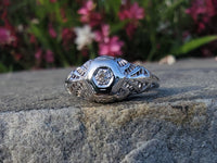14k gold white gold c.1920's filigree diamond ring