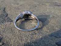 14k gold white gold c.1920's filigree diamond ring