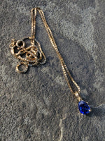 14k gold blue sapphire necklace pendant