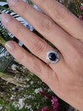 platinum oval blue sapphire & diamond Deco estate ring