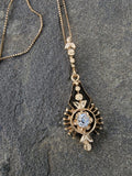14k gold mine cut diamond antique necklace pendant lavaliere