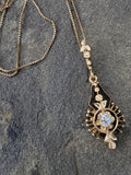 14k gold mine cut diamond antique necklace pendant lavaliere
