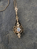 14k gold mine cut diamond antique necklace pendant lavaliere