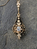 14k gold mine cut diamond antique necklace pendant lavaliere
