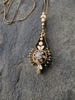14k gold mine cut diamond antique necklace pendant lavaliere