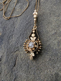 14k gold mine cut diamond antique necklace pendant lavaliere