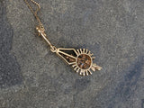 14k gold mine cut diamond antique necklace pendant lavaliere