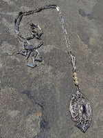 14k white gold amethyst & pearl necklace pendant lavaliere