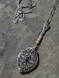 14k white gold amethyst & pearl necklace pendant lavaliere
