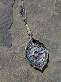 14k white gold amethyst & pearl necklace pendant lavaliere