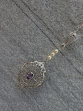 14k white gold amethyst & pearl necklace pendant lavaliere