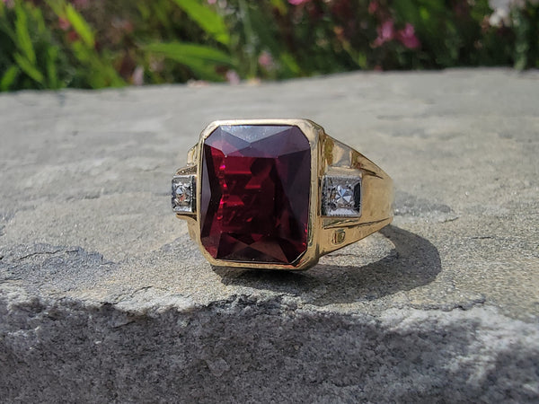 Vintage Created Ruby Bold Mens Ring | Rings for men, Mens ruby ring, Fine  wedding jewelry
