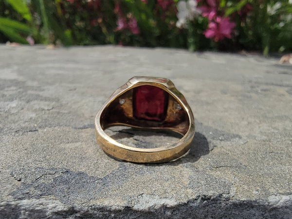 Vintage 14k Yellow Gold Ruby and Diamond Ring Solid Gold Men's July  Birthstone Ring Size 9.75 - Etsy