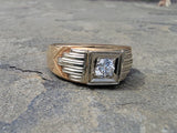 14k gold two tone Art Deco European cut diamond ring HOLD