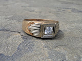 14k gold two tone Art Deco European cut diamond ring HOLD