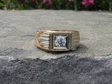 14k gold two tone Art Deco European cut diamond ring HOLD