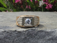 14k gold two tone Art Deco European cut diamond ring HOLD