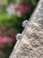 14k white gold diamond bezel stud earrings - .24ct tw